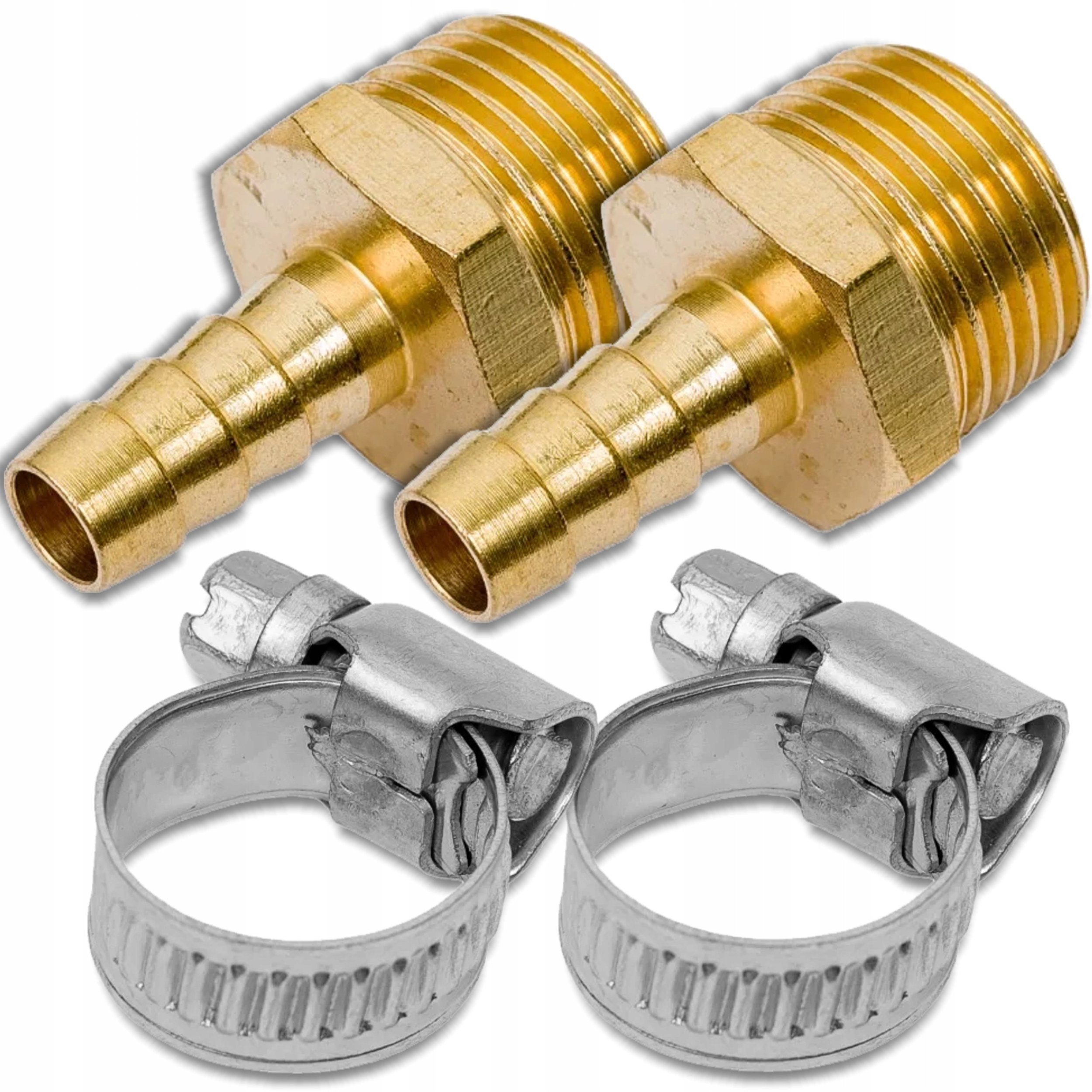 Rockforce Sztucer pneumatyczny gwint zewnętrzny 1/2"- jodełka 8mm (kompl. 2 szt. + sprzęgła do mocowania)