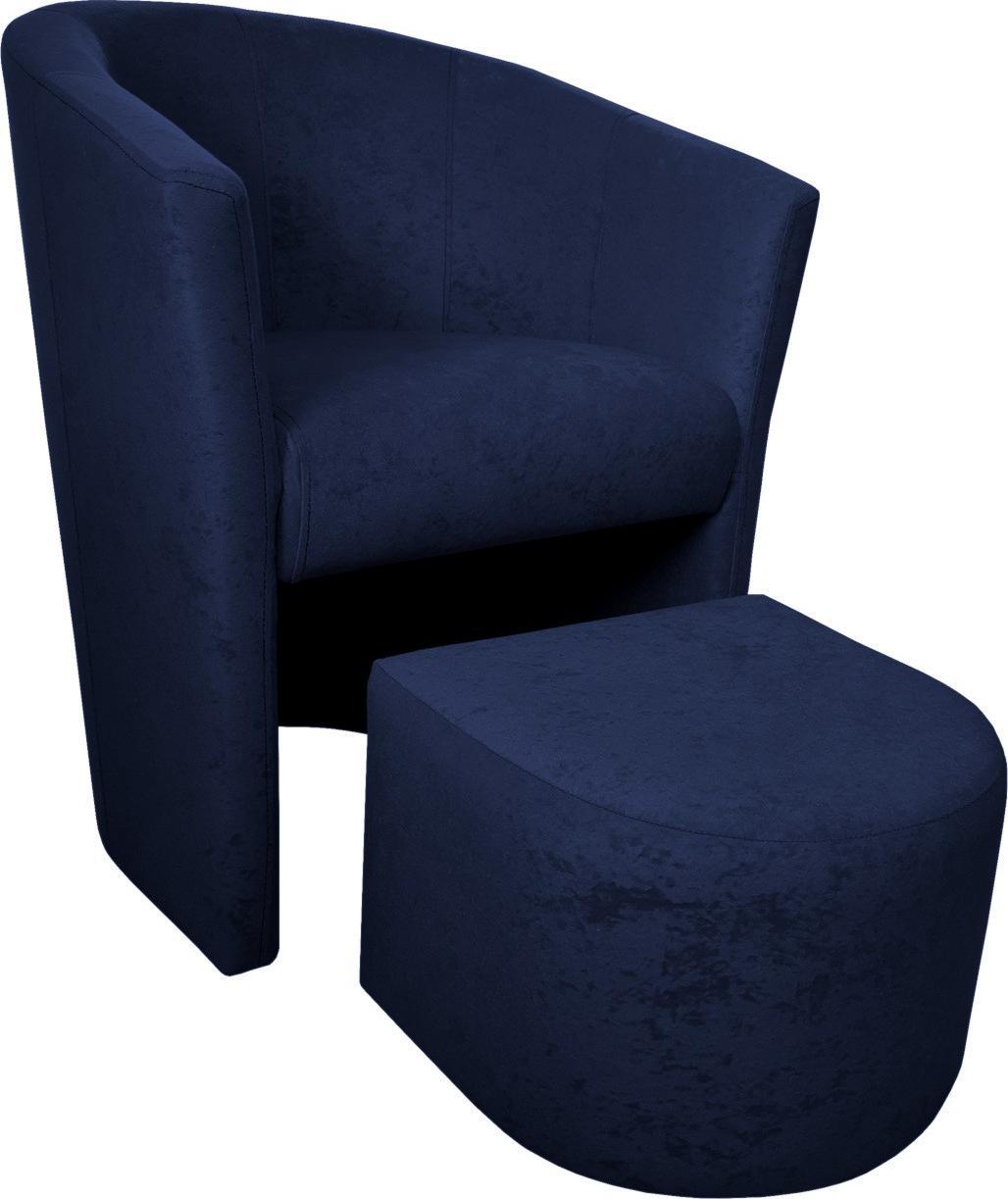 Atos Fotel Club z podnóżkiem Mikrofaza 16 Granatowy