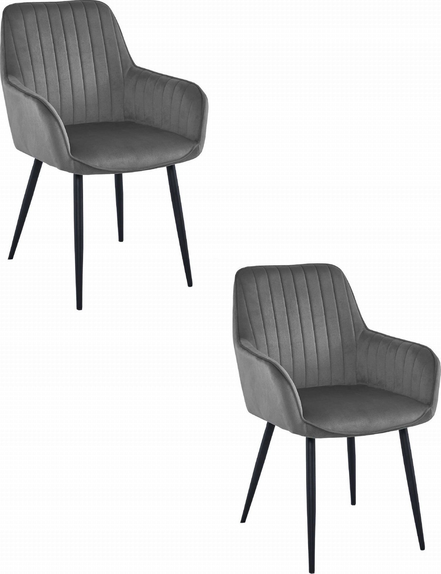 Leobert Krzesło SOLDEN - aksamit ciemny szary / nogi czarne x 2