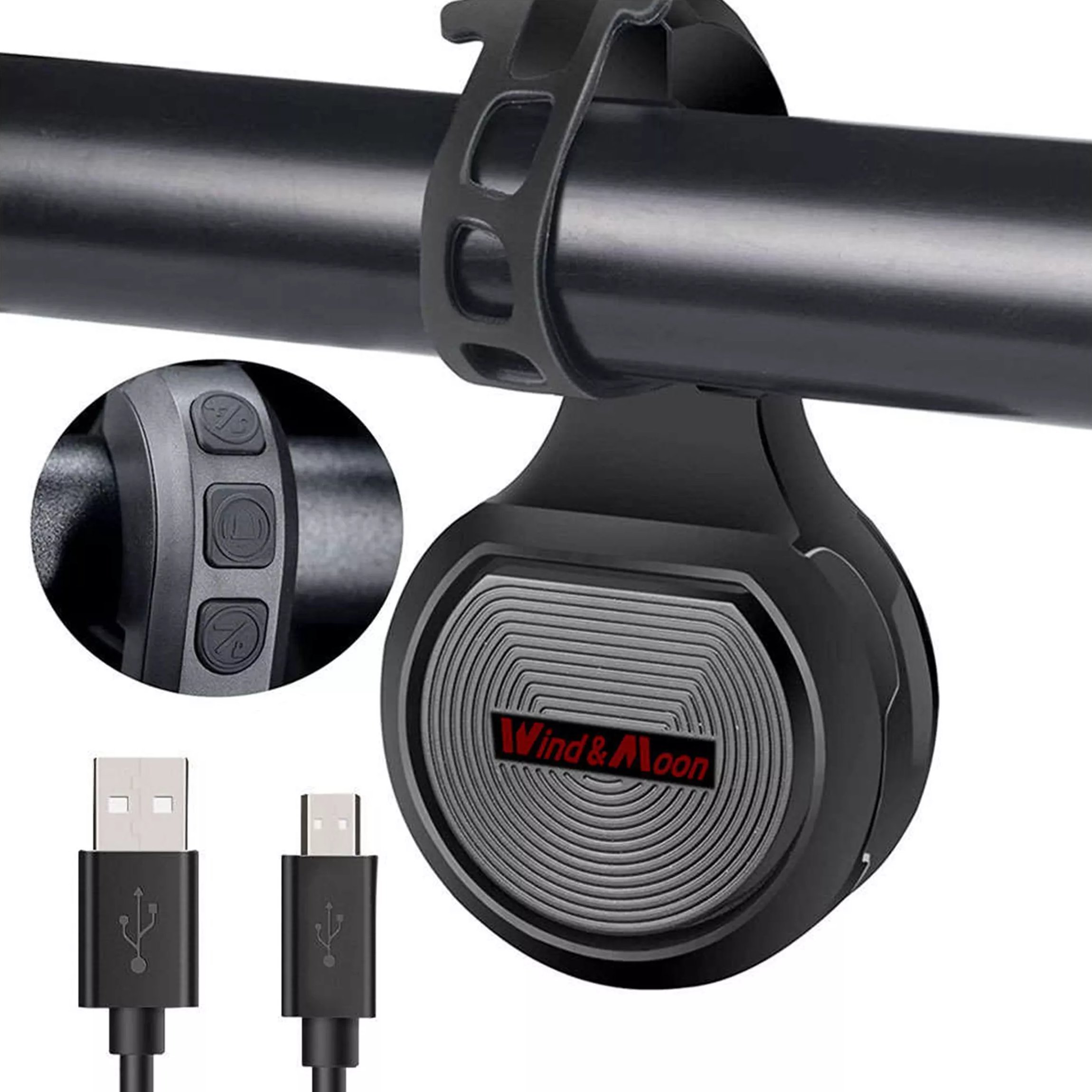 Alogy Dzwonek elektryczny 2w1 alarm rowerowy Alogy Waterproof Electric Bell na rower wodoodporny czarny