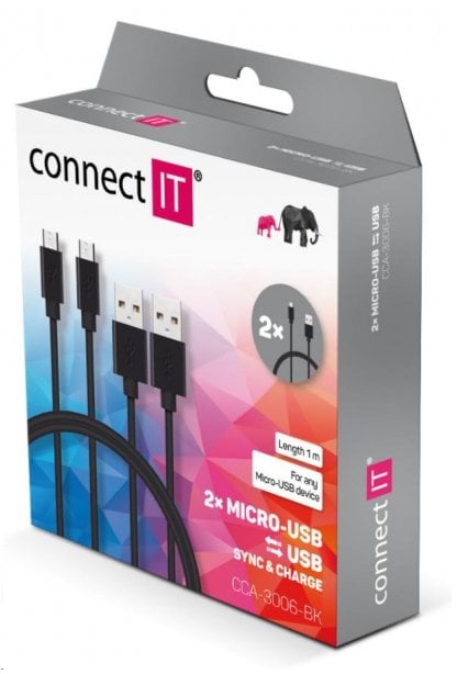 Connect IT Przewód Wirez Micro-USB czarny