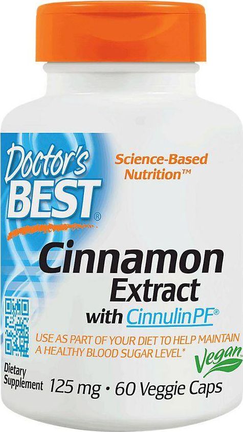 DOCTORS BEST Doctor's Best - Ekstrakt z Cynamonu + CinnulinPF, 125mg, 60 vkaps