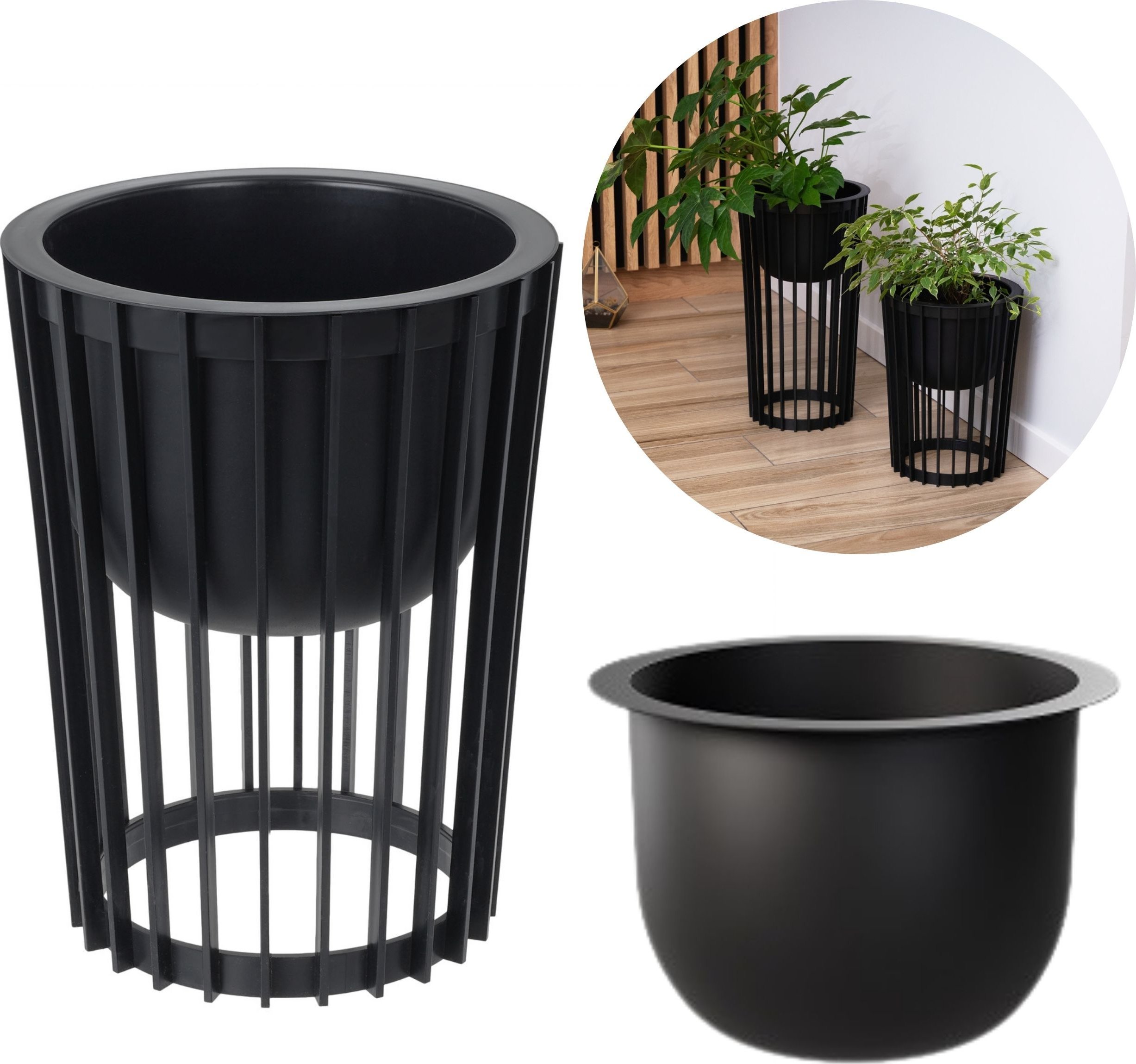 Kwietnik wysoki dwustronny Standy 40h Stojak na kwiaty + wkład wewnętrzny