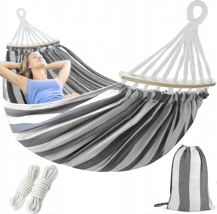 Korbi 2-OSOBOWY HAMAK LEŻAK OGRODOWY MOCNY ZE STELAŻEM HUŚTAWKA 270x150 WZ3