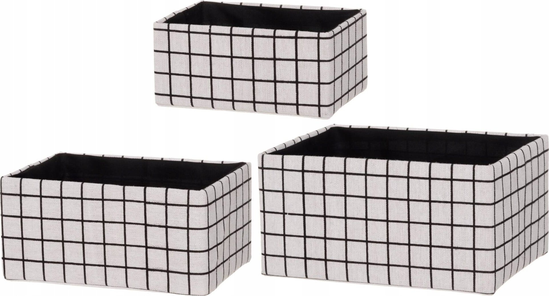 Tekstylne organizery w kratkę, 3 szt.