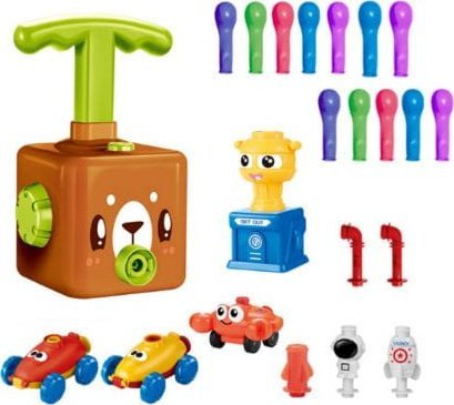Jokomisiada Wyrzutnia rakiet balonów Pompka Miś Autka + akcesoria