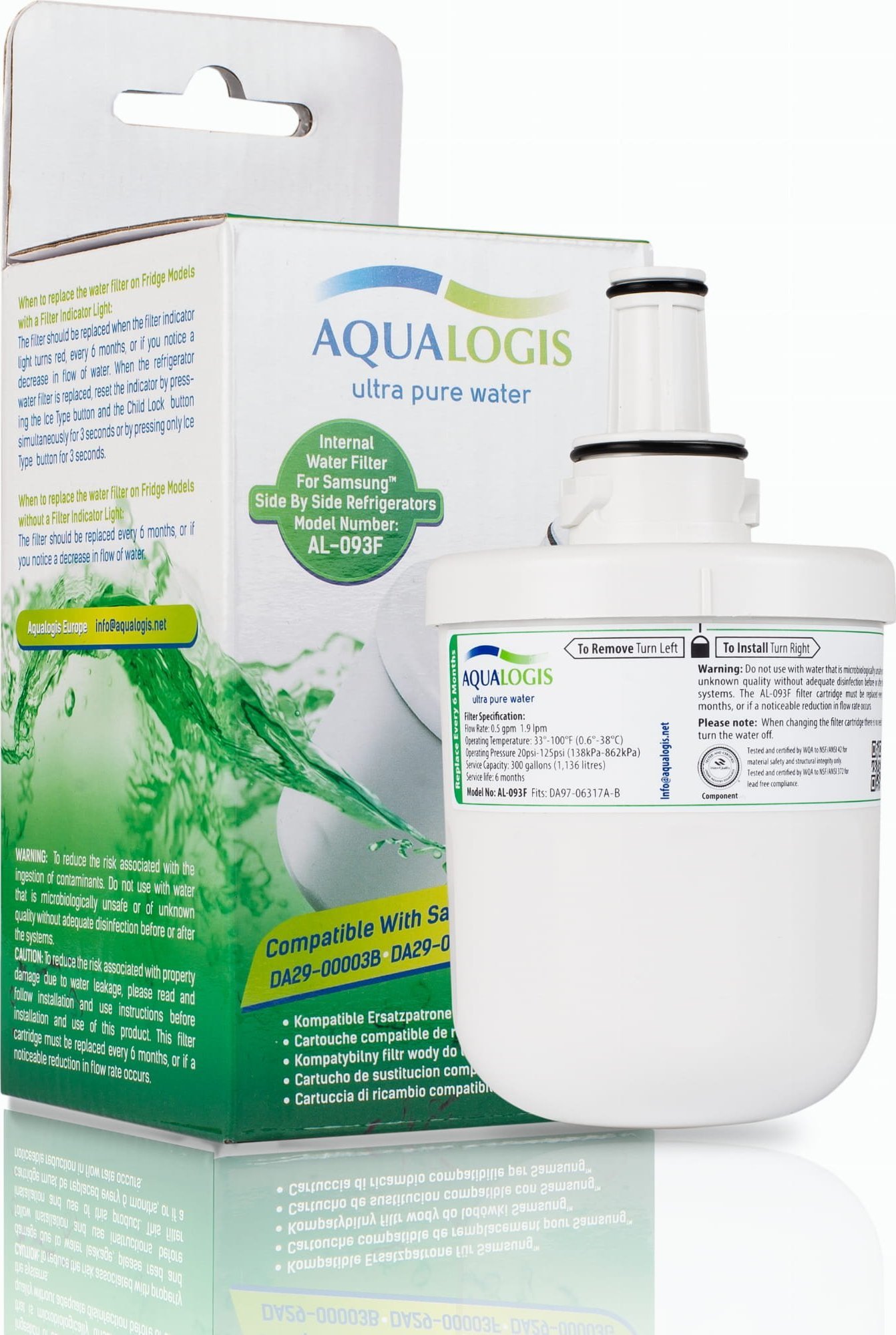 AQUALOGIS Filtr AL-093F Do Lodówki Samsung Da29-00003F G Zamiennik