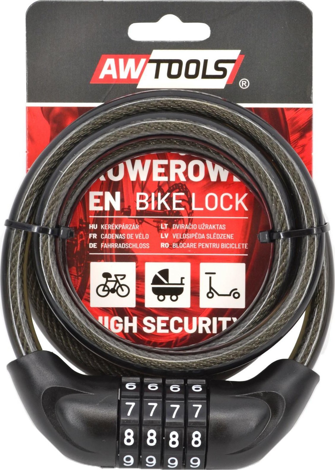 AWTOOLS ZAPIĘCIE ROWEROWE fi 10 x 120cm SZYFR