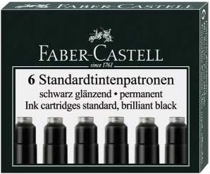 Faber-Castell NABOJE ATRAMENTOWE KRÓTKIE CZARNE 6 SZT. KARTONIK (185507 FC)