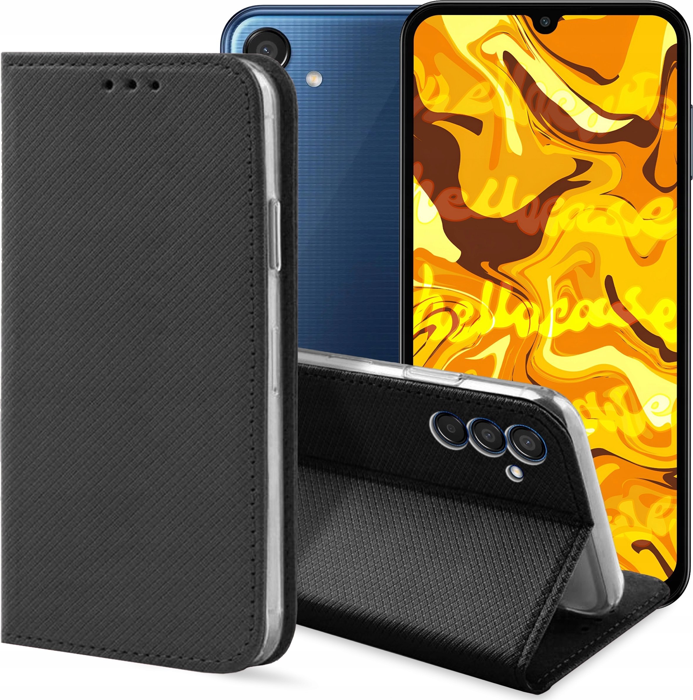 Hello Case ETUI Z KLAPKĄ DO Samsung Galaxy M15 5G CZARNE ZAMYKANE MAGNETYCZNE