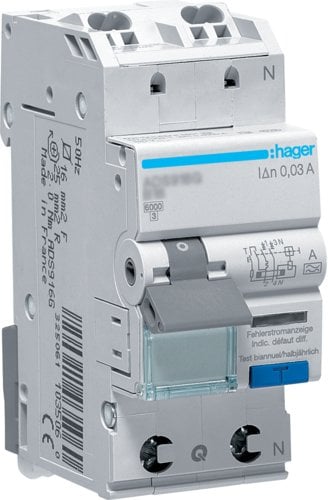 Wyłącznik różnicowo-nadprądowy RCBO 1P+N 6kA B10A 0,03A Typ A QuickConnect ADS910D