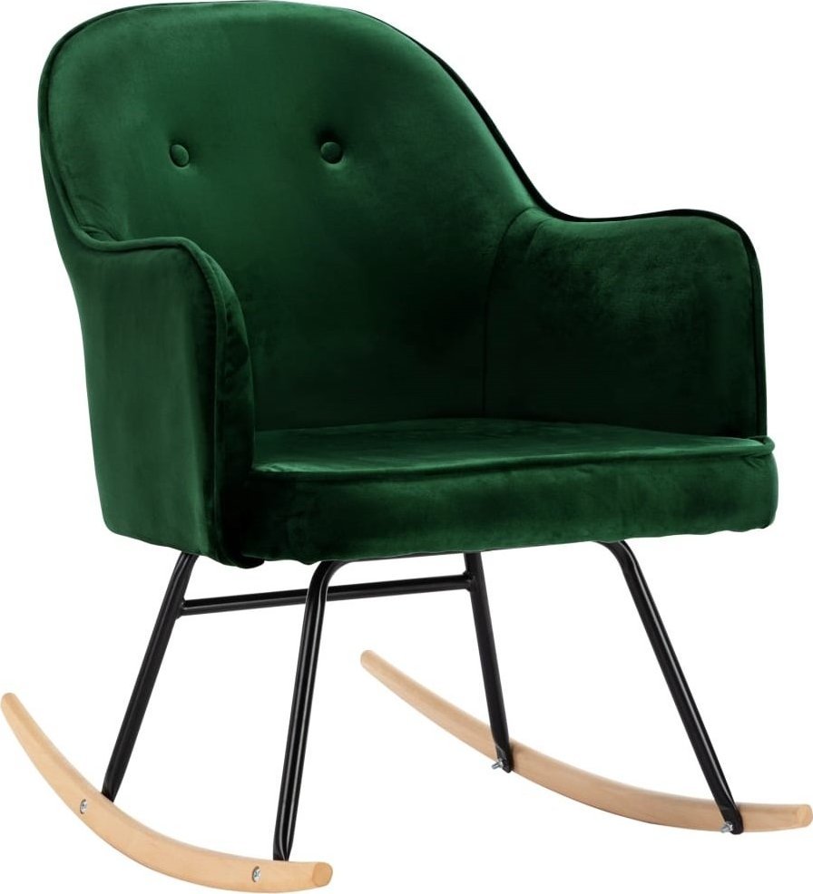 Elior Ciemnozielony aksamitny fotel bujany Revers
