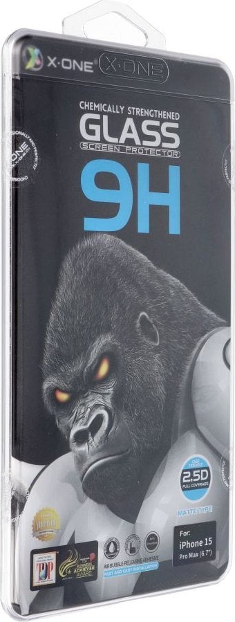 X-One Szkło hartowane X-ONE Full Cover Extra Strong Matowe - do iPhone 15 Pro Max (full glue) czarny