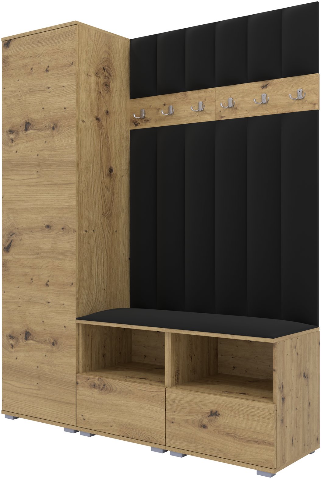 Tapicerowana garderoba Nela II LUX - kolor dąb artisan + tkanina Trinity 16