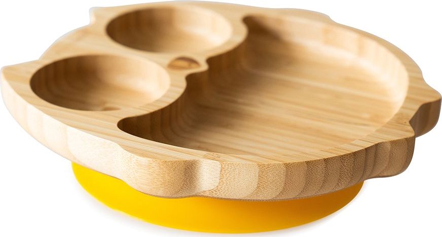 ECO RASCALS ECORASCALS Miseczka Bambusowa żółta Sowa zprzyssawką