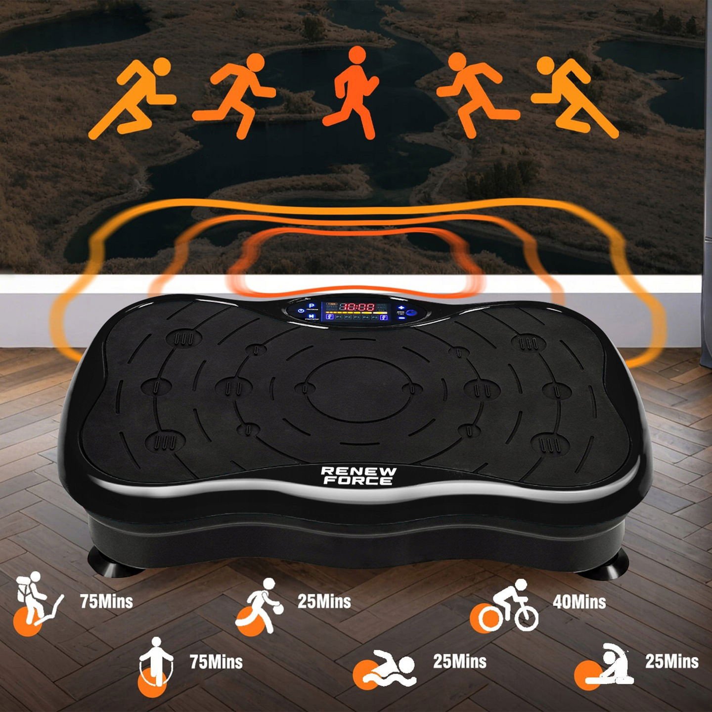 QIKtech PLATFORMA WIBRACYJNA Masażer Trening Całego Ciała Wyszczuplająca Wibrująca Czarny