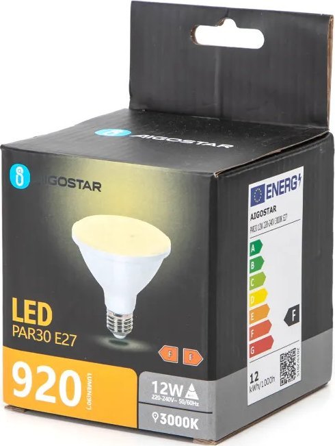 Aigostar Żarówka punktowa skupiona LED PAR30 E27 12W 3000k Żarówka punktowa skupiona LED PAR30 E27 12W 3000k