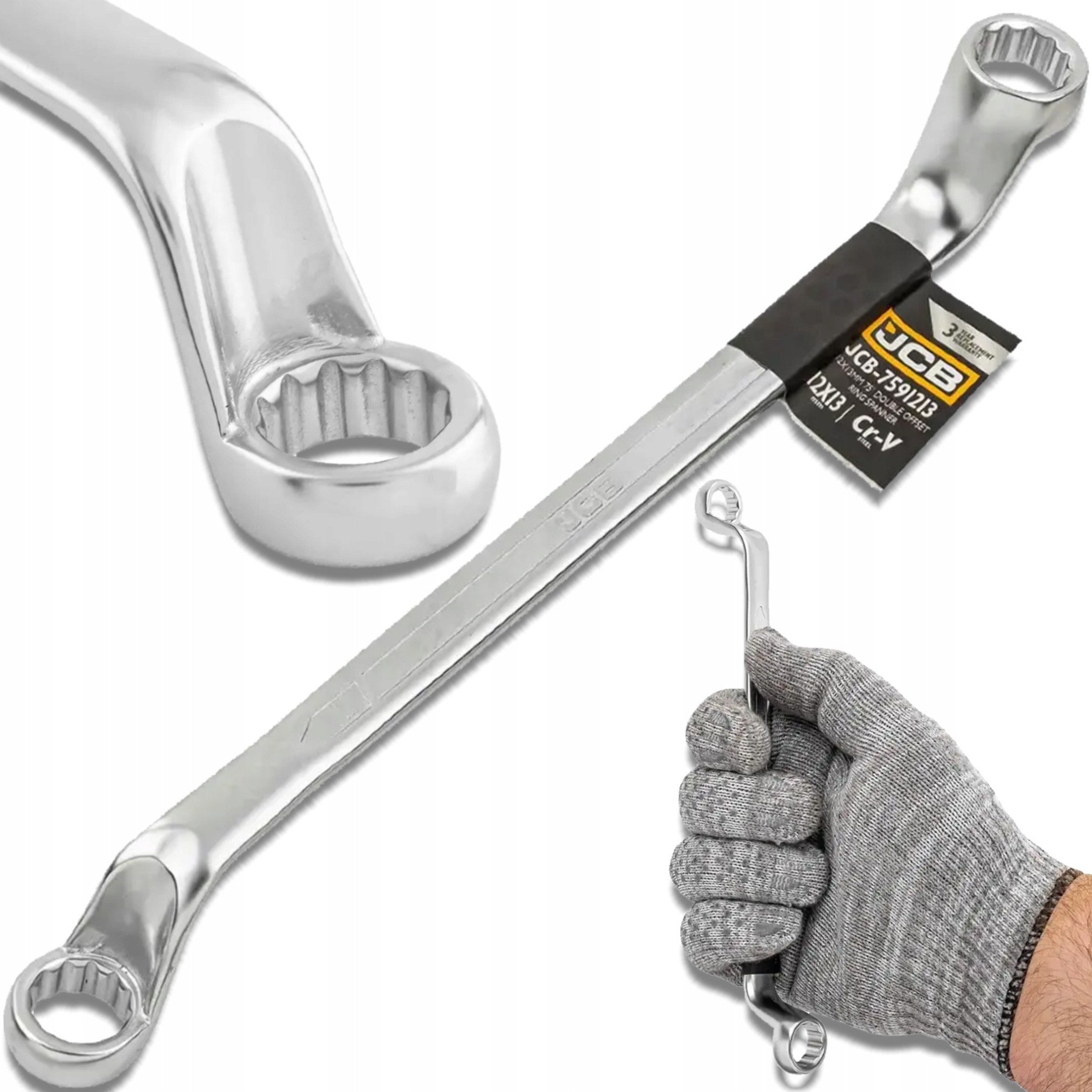 JCB Klucz oczkowy odgięty o 75 stopni 12x13mm