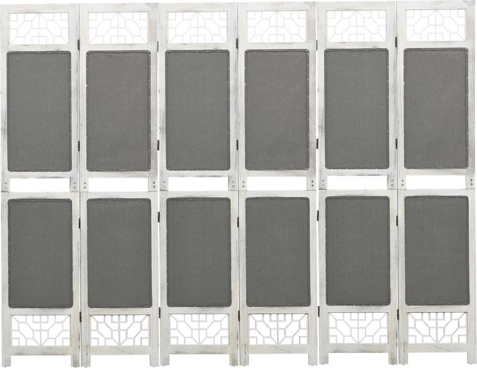 vidaXL Parawan 6-panelowy, szary, 210 x 165 cm, tkanina