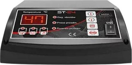 Tech Sterownik ST-24 do kotła zasypowego - wentylator i pompa CO + automatyczna regulacja obrotów, czarny