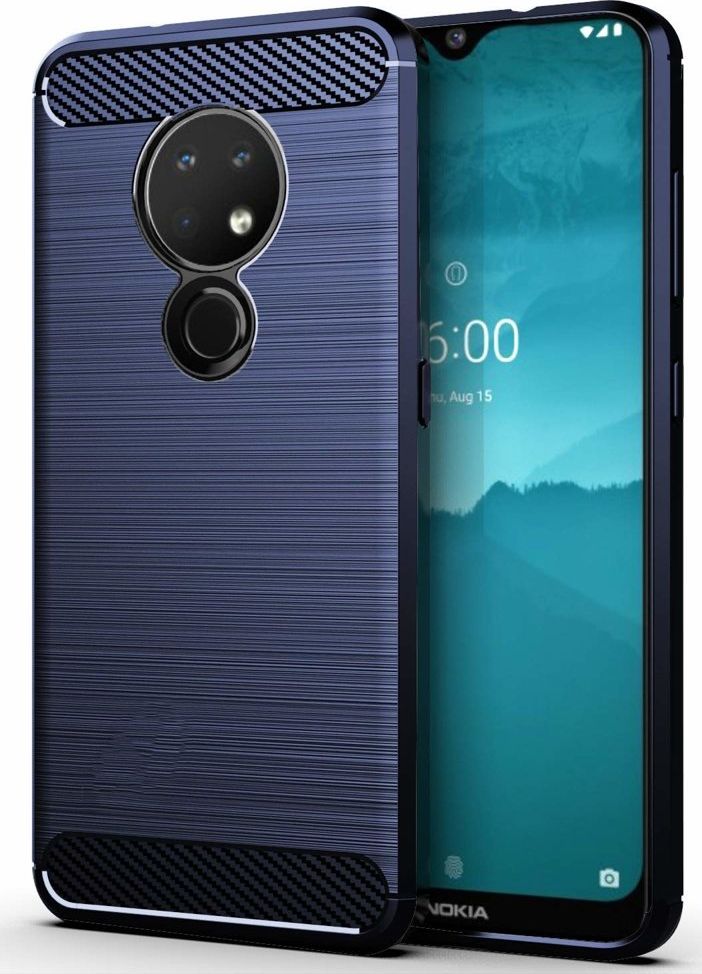 Hurtel Carbon Case elastyczne etui pokrowiec Nokia 7.2 / Nokia 6.2 niebieski uniwersalny