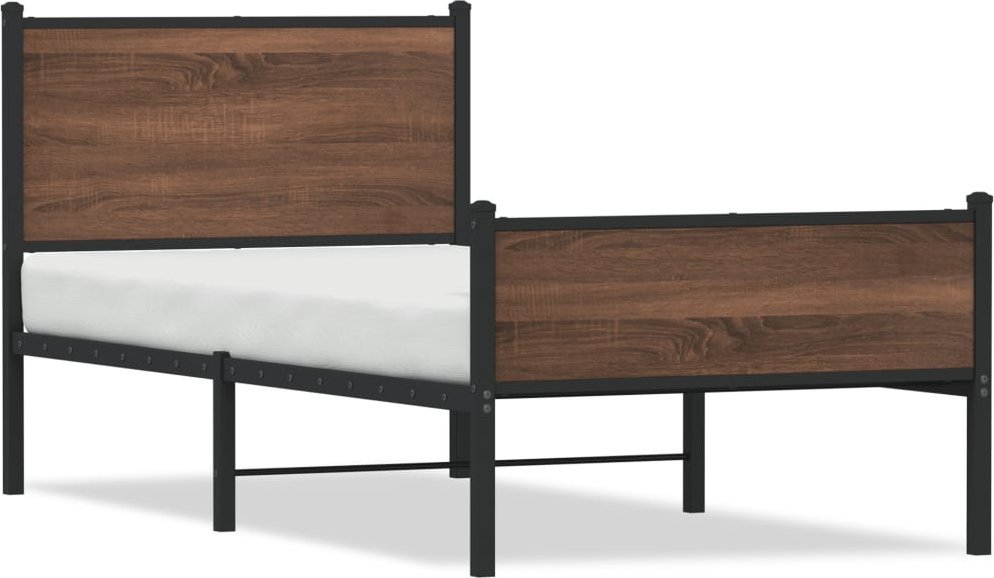vidaXL vidaXL Metalowa rama łóżka z wezgłowiem i zanóżkiem 90x200 cm