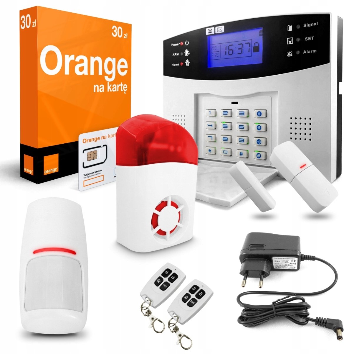 Bezprzewodowy Alarm GSM 1x PIR Syrena + SIM Orange