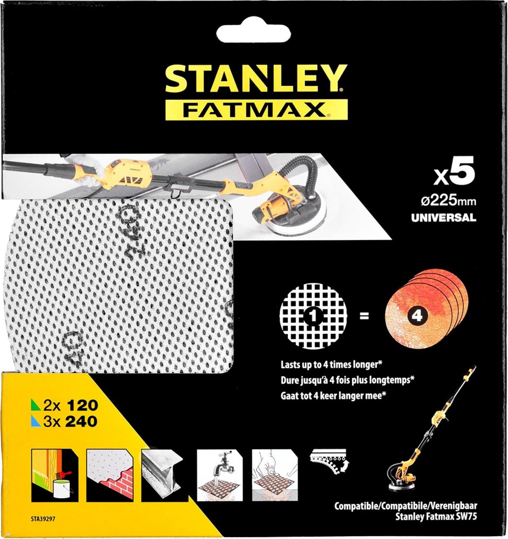 Stanley Papier szlifierski 2x120g/3x240g STANLEY STA39297P