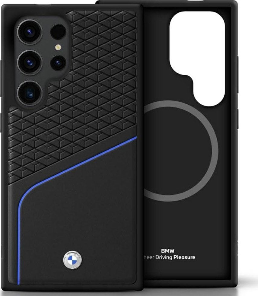 Etui BMW Leather Textured and Smooth MagSafe do Samsung Galaxy S25 Ultra czarny