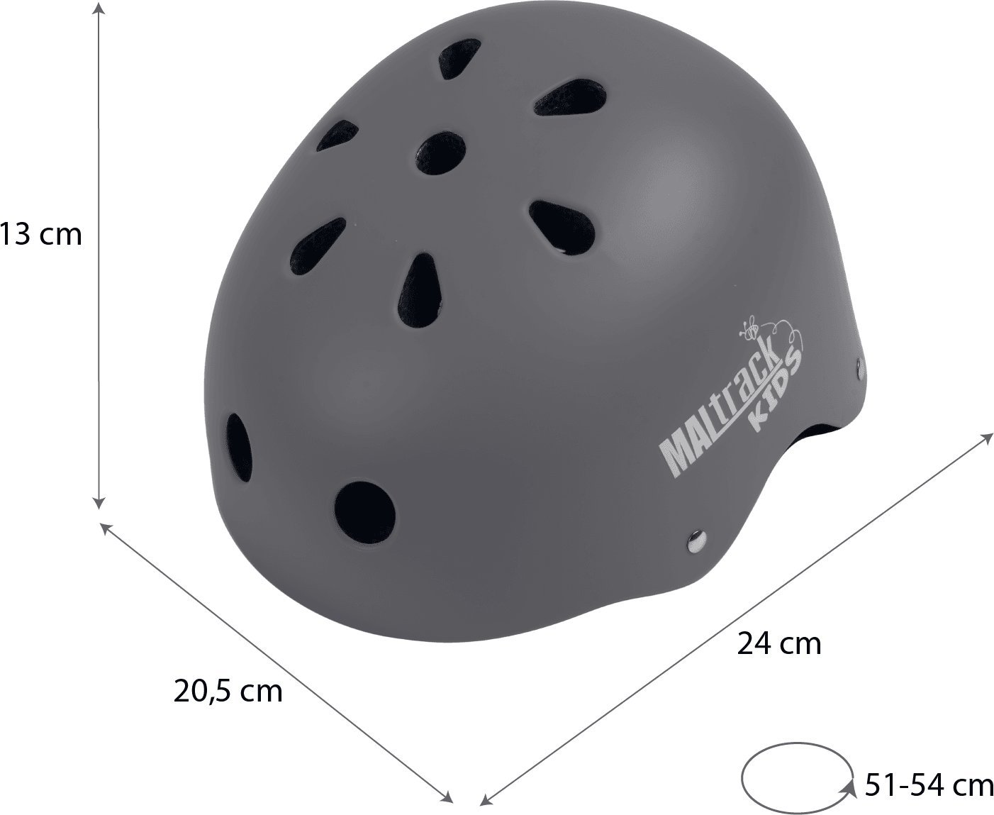 MalTrack Kask dla Dziecka Rowerowy Dziecięcy Regulowany Szary