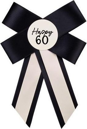 Kotylion na 60 urodziny kremowo-czarny 11x17cm