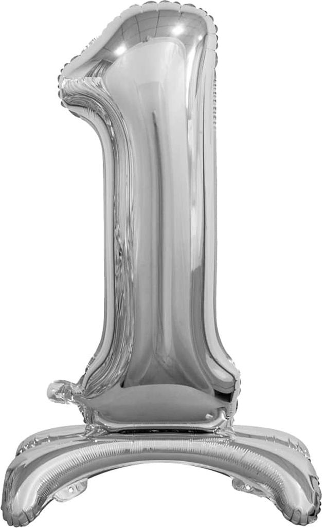 GoDan Balon foliowy stojący cyfra 1 srebrna - 74 cm uniwersalny