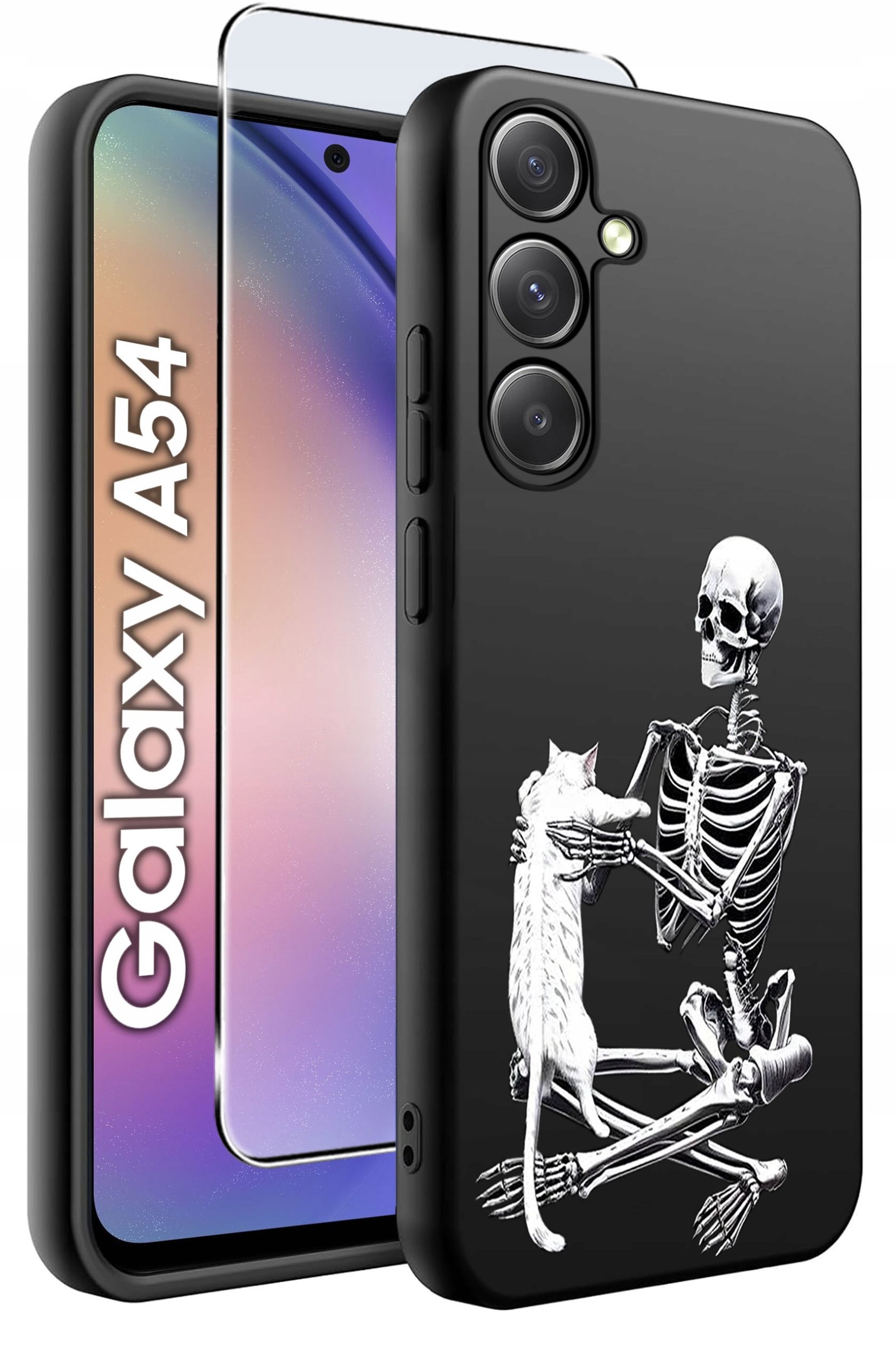 ETUI do Samsung A54 5G WZORY | SILIKONOWE MATT CASE + SZKŁO 9H