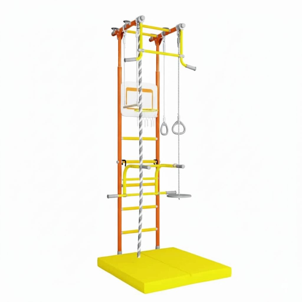 Małpiszon Drabinka gimnastyczna KOMETA 2 MAX orange | materac, kosz, huśtawka