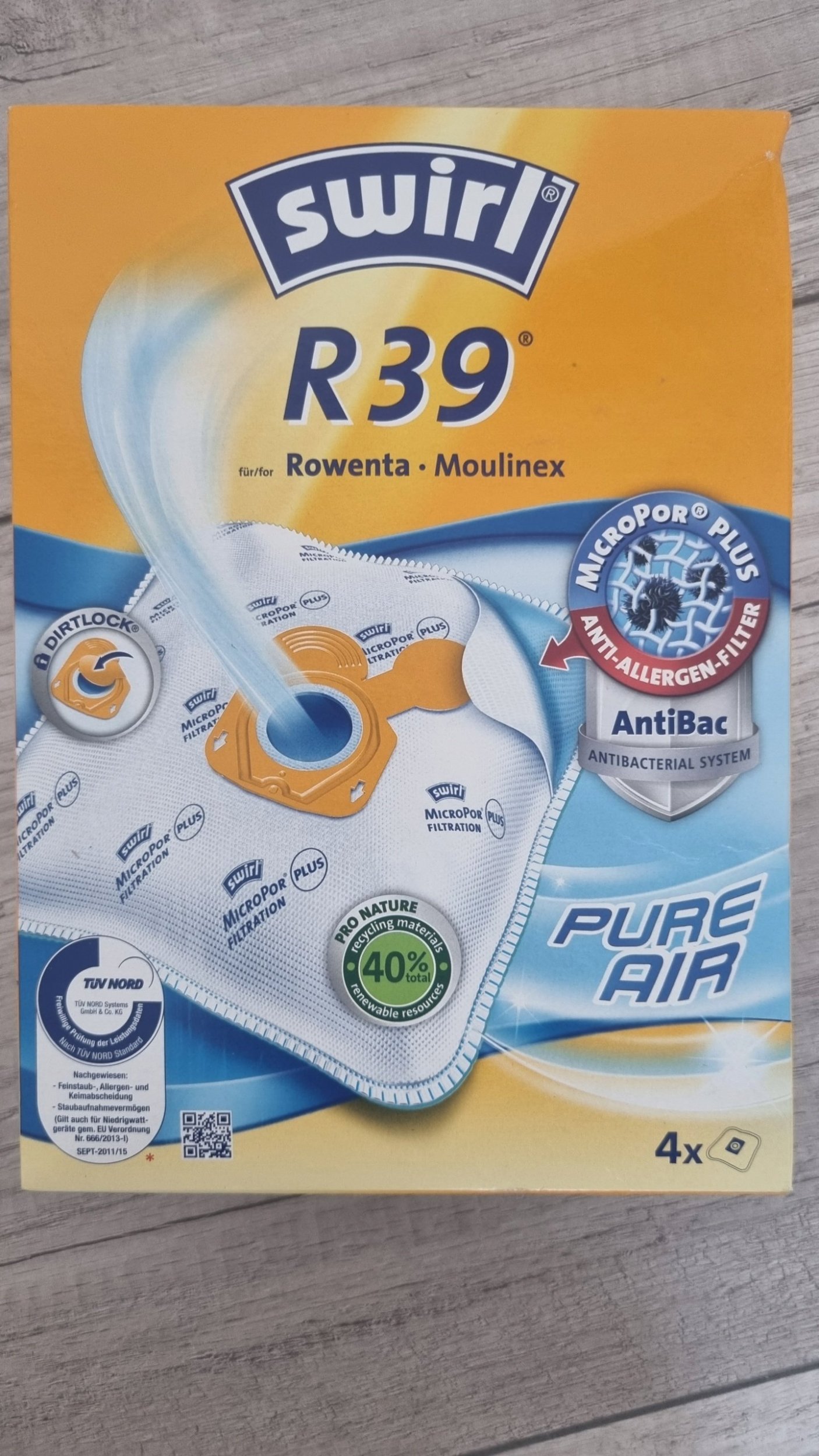 Worek do odkurzacza Melitta Swirl vacuum cleaner bags R39 MicroPor Plus AntiBac Green (4 bags + 1 filter, for Rowenta, Moulinex)