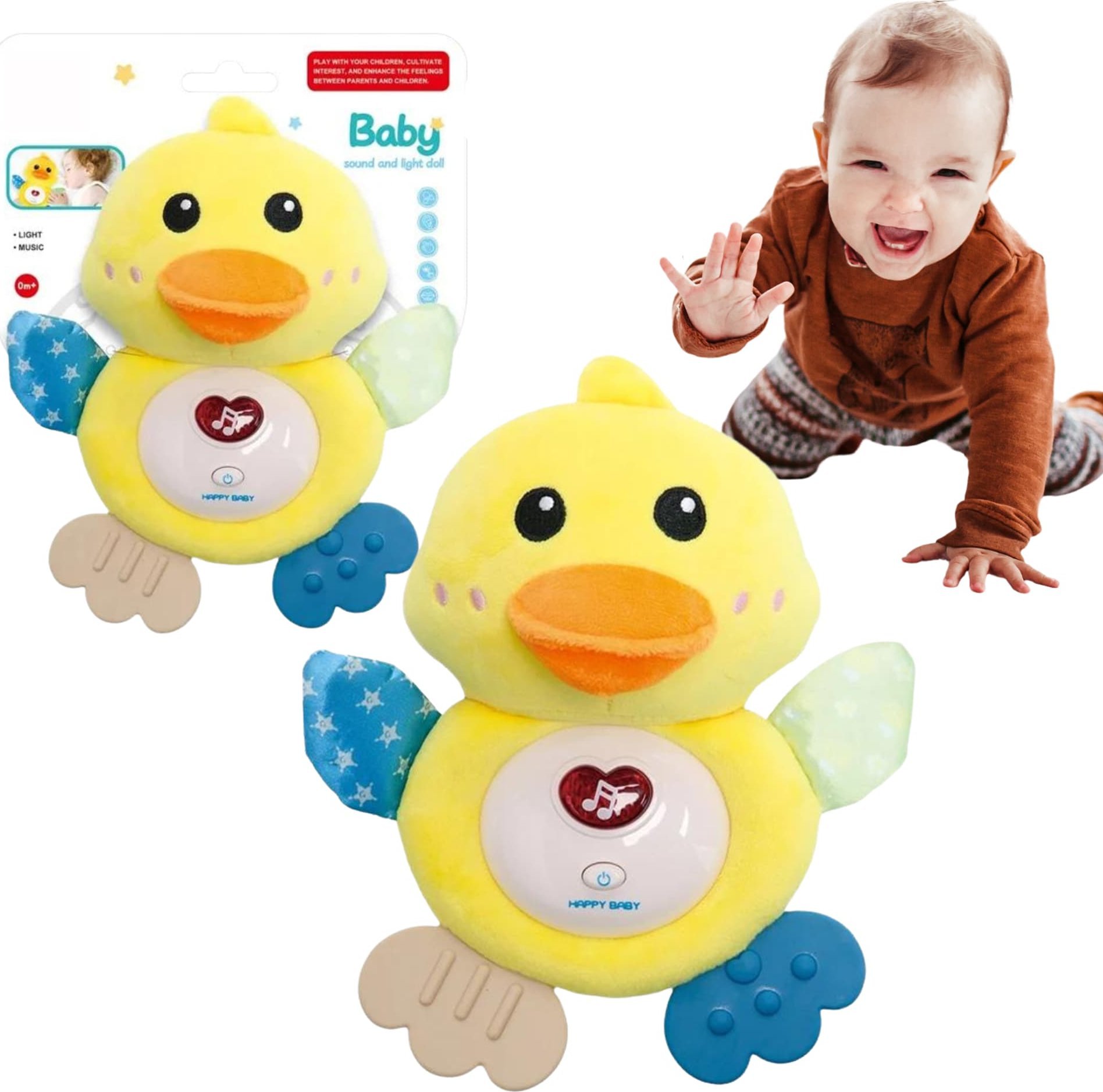 ProNice KACZUSZKA PLUSZOWA USYPIAJĄCA SENSORYCZNA ŚWIATŁO DŹWIĘK DLA NIEMOWLĄT