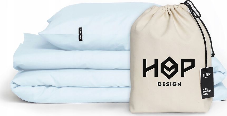 HOP DESIGN Pościel bawełna 140x200 oraz 1x70x80 Błękit