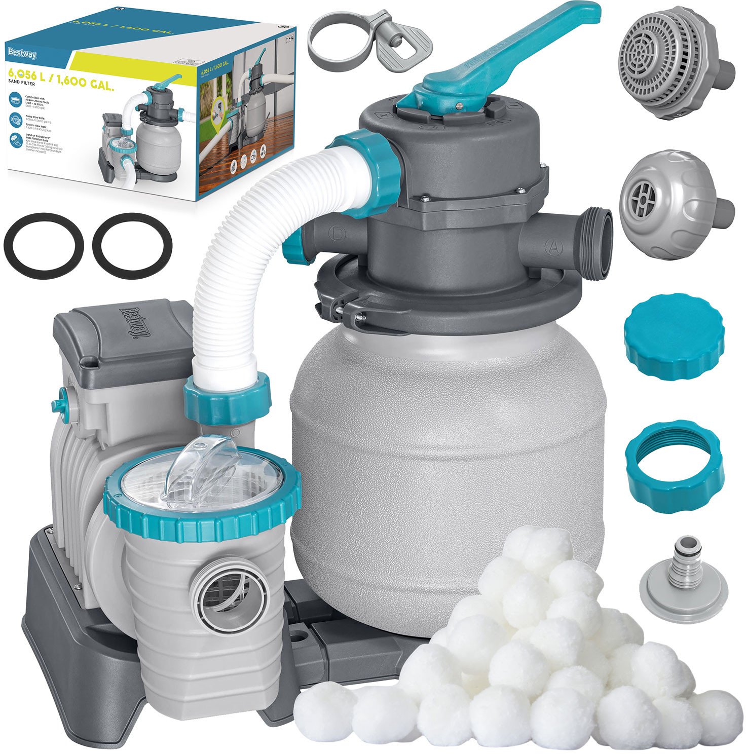 Pompa piaskowa do basenów + kulki filtracyjne 6056 l/h Bestway 58497