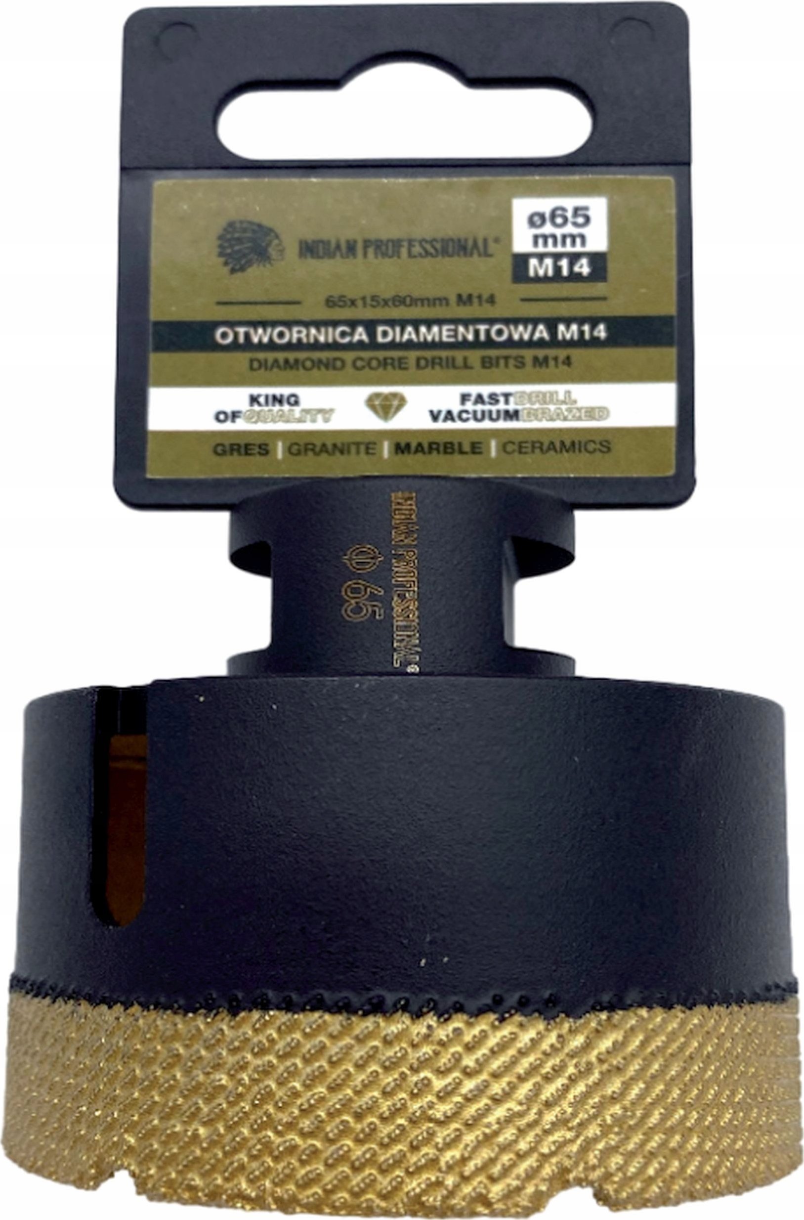 INDIAN PROFESSIONAL KORONA DIAMENTOWA M14 65mm WIERCENIE NA SUCHO /INDIAN PROFESSIONAL