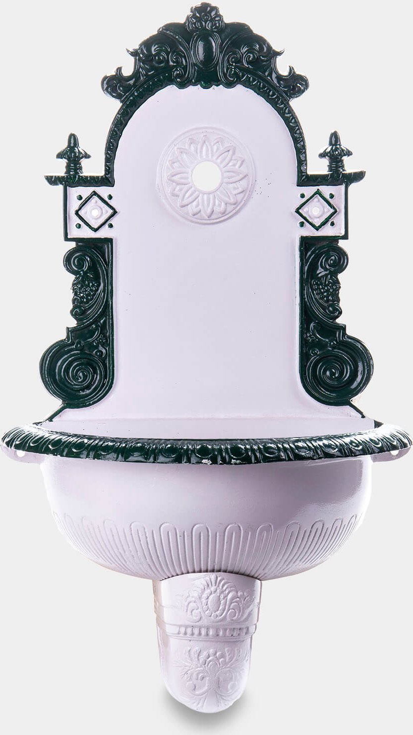 rzezbyzbrazu Zlew Ogrodowy Wylewka Ścienna z Mosiężnym Kranem Biało-Zielony