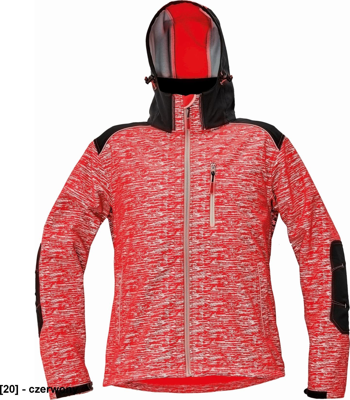CERVA KNOXFIELD PRINTED - męska kurtka softshellowa z odblaskowym zadrukiem - czerwony XXL