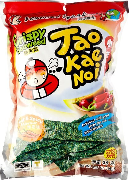 Chipsy z wodorostów, chrupiące nori na ostro 32g - Tao Kae Noi