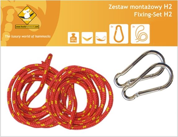 Koala Zestaw montażowy H2_2 do hamaków, Czerwony (koala/zh2_2)