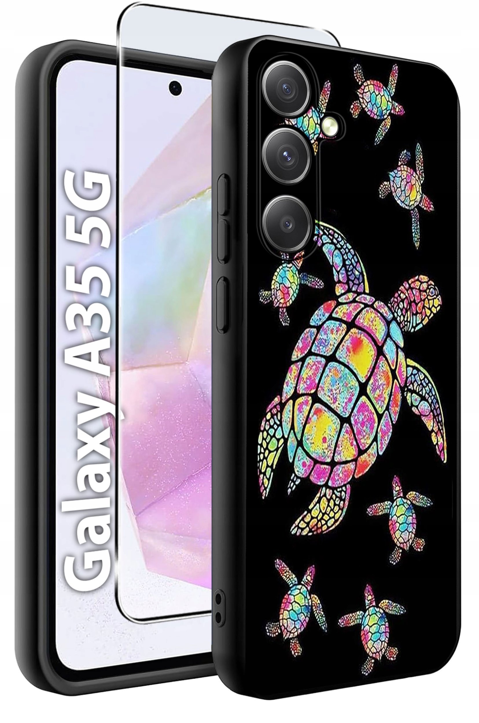 ETUI do Samsung A35 5G WZORY | SILIKONOWE MATT CASE + SZKŁO HARTOWANE 9H