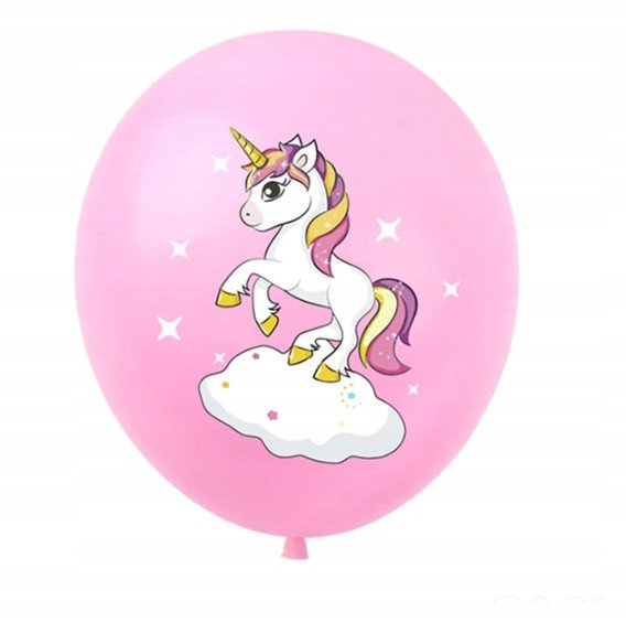 Balon Klasyczny z Nadrukiem na URODZINY - JEDNOROŻEC - 40 szt