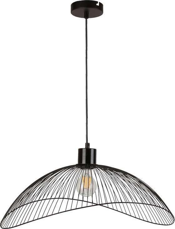 Lampa wisząca Italux Wisząca LAMPA druciana NUNEZ PND-1702-1-L-B Italux metalowa OPRAWA kopuła ZWIS hygge czarny