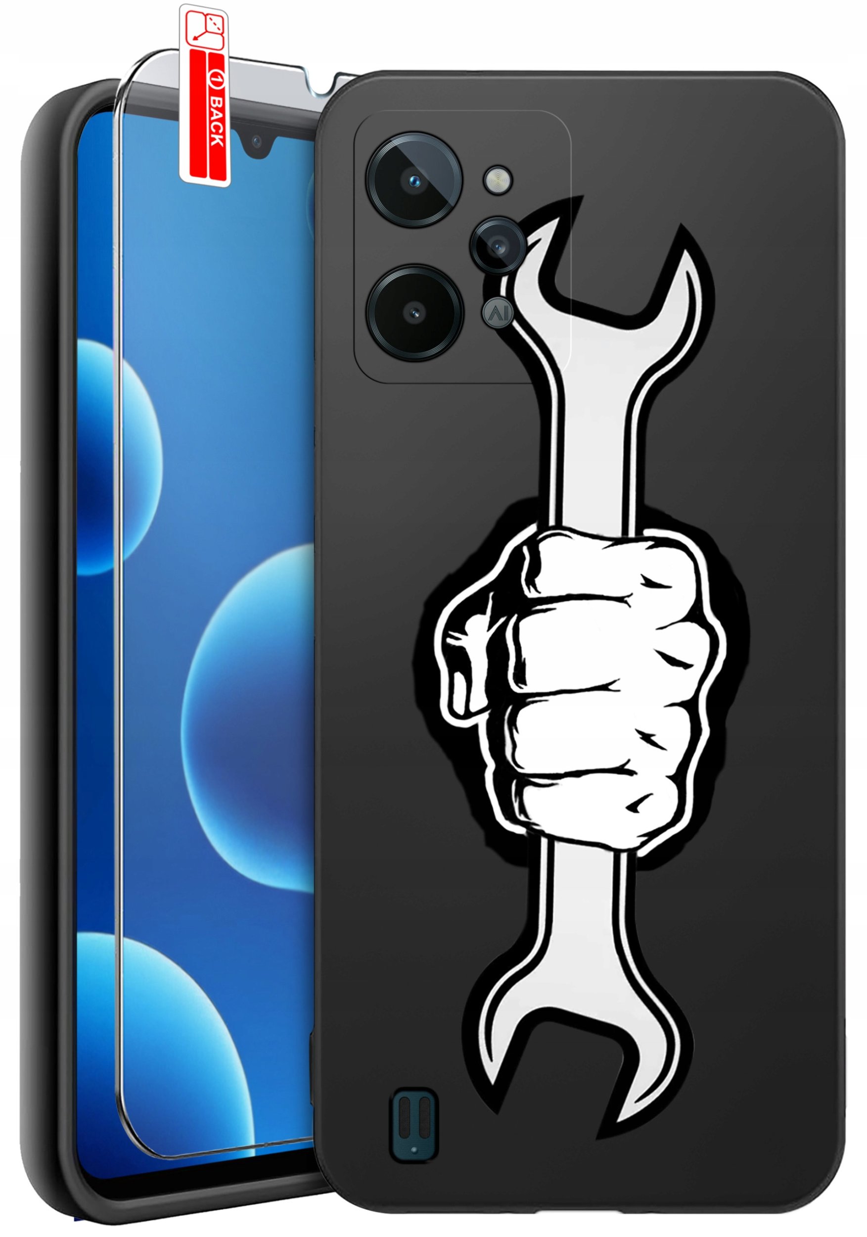 ETUI do Realme C31| WZORY | SILIKONOWE MATT CASE + SZKŁO 9H