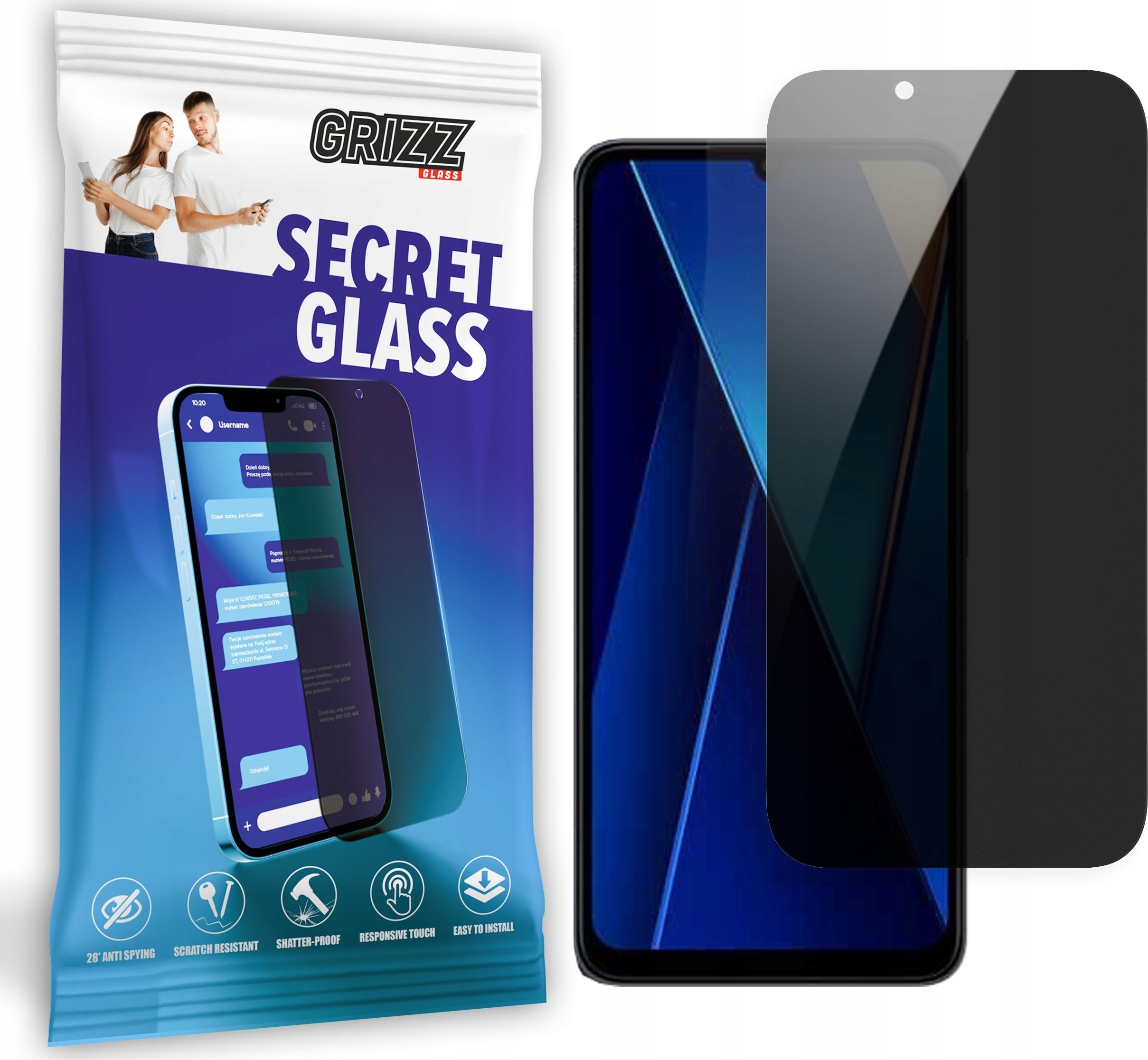 GrizzGlass Szkło prywatyzujące GrizzGlass SecretGlass do Xiaomi Poco C65