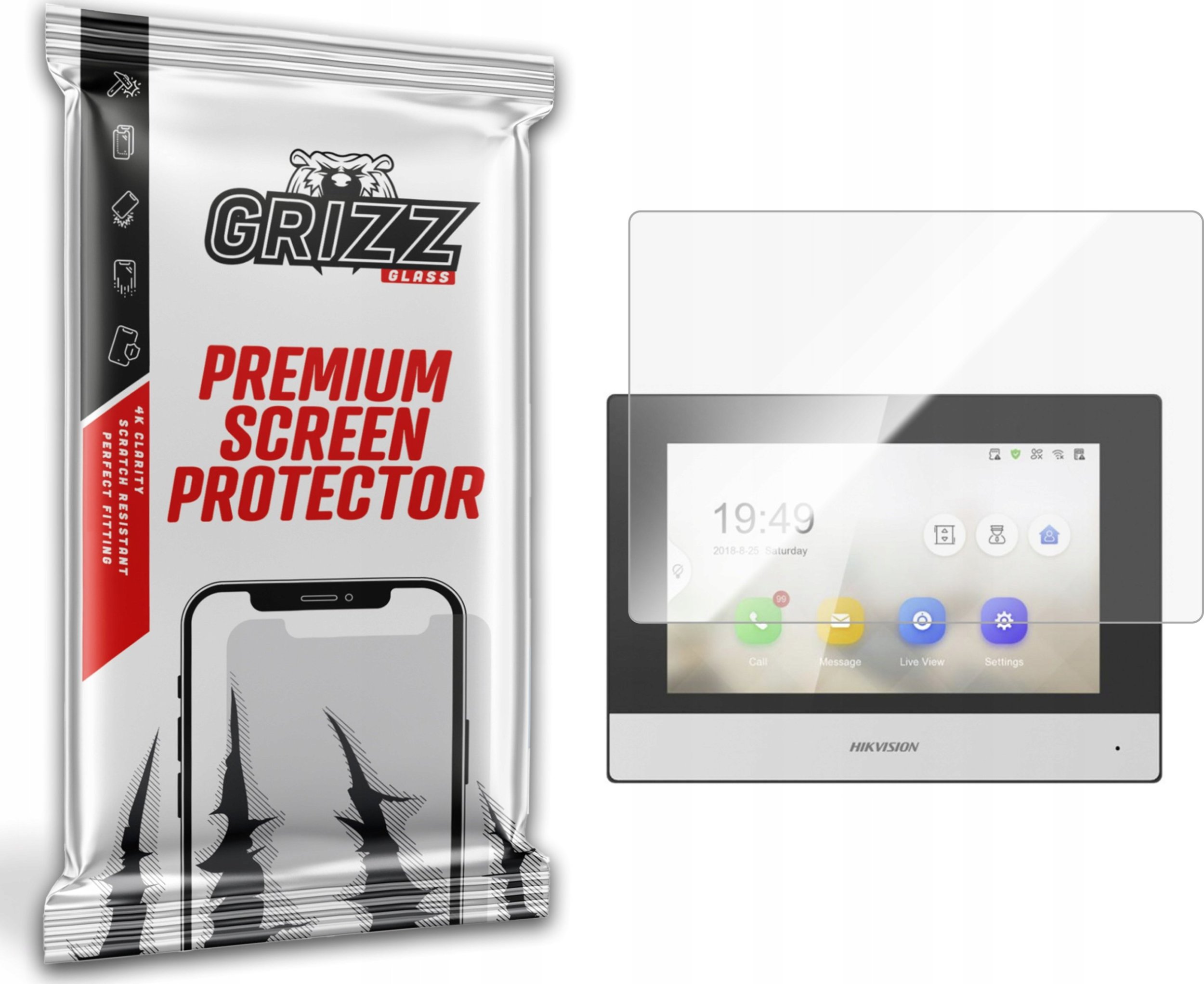 GrizzGlass Folia ceramiczna GrizzGlass CeramicFilm do wideodomofonu HIKVISION DS-KH6320-WTE1-W 7"