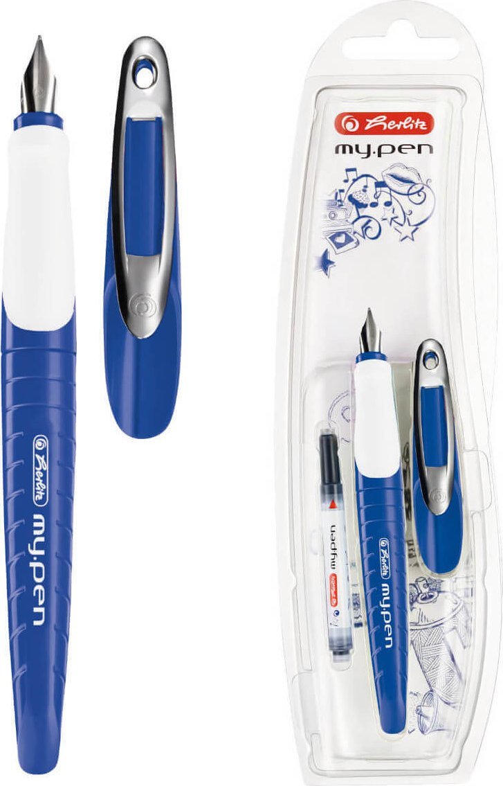 Herlitz Herlitz my.pen wieczne pióro System napełniania nabojem Niebieski, Biały 1 szt.